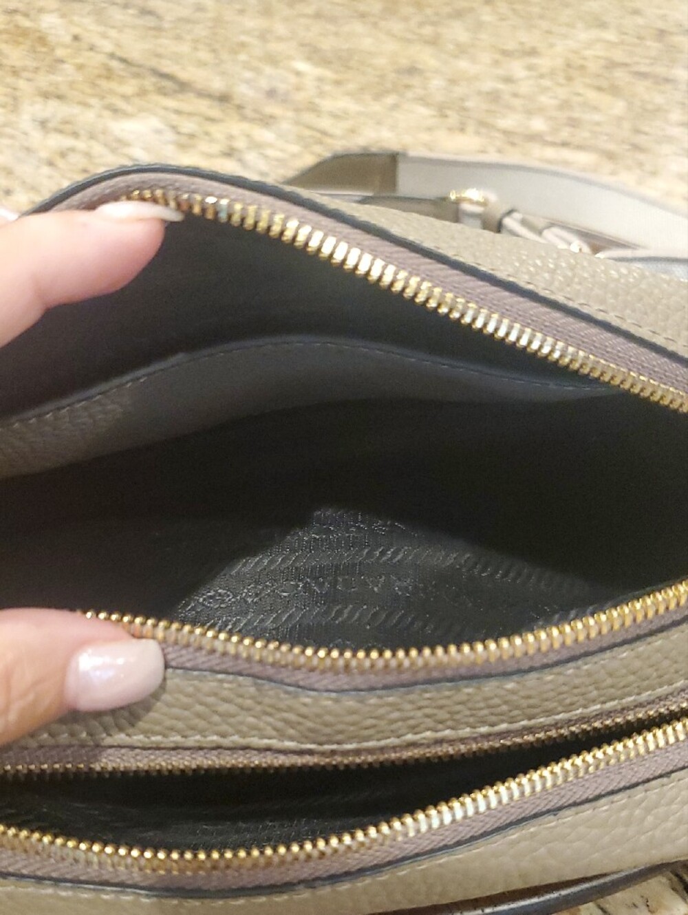 Prada Taupe Pebbled Leather Crossbody Camera Bag with Two Strap. - Picture 5 of 9